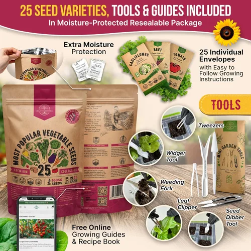 Miniatura 3 de Organo Republic Paquete de variedad de 25 semillas de vegetales – Más de 16,850 semillas autóctonas sin OMG para plantar verduras y frutas