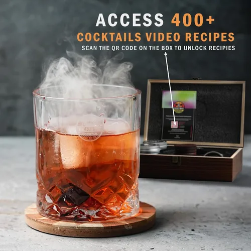 Miniatura 2 de EVERYDAY COCKTAIL Kit de ahumador de whisky con antorcha – Kit de ahumador antiguo con chips de madera de 4 sabores – Kit de ahumador de whisky