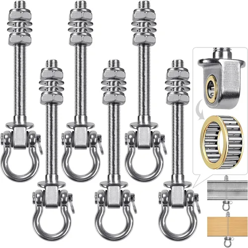 Miniatura 16 de BeneLabel Ganchos de columpio resistentes con rodamientos, juego de 6 herrajes de acero inoxidable 304 para vigas de madera y metal, ideal para 6