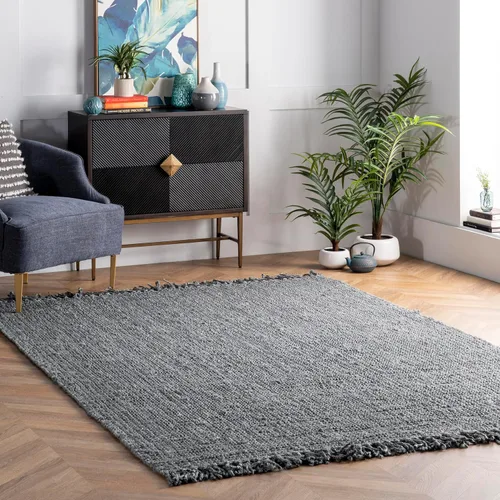 Miniatura 12 de Nuloom Daniela Navy, 2 pies 6 pulgadas x 8 pies, hecho a mano, yute, borla, suave y texturizado, alto tráfico, resistente a las manchas, fácil