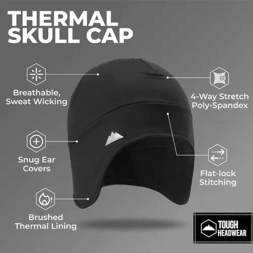 Miniatura 23 de Tough Headwear Gorras térmicas para casco para hombre, para invierno, gorra de casco y gorras de ciclismo para correr, esquiar, deportes de invierno