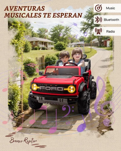 Miniatura 6 de First Ride On Ford Bronco - Juguetes de paseo de 24 V para niños y niñas, automóvil eléctrico de 2 plazas con control remoto, camión con suspensión
