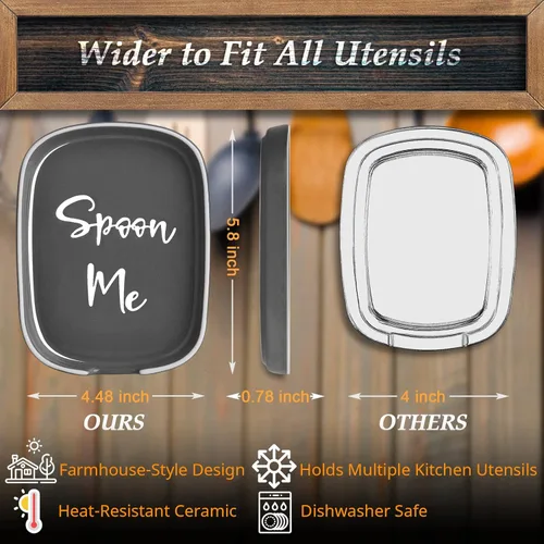 Miniatura 3 de Reposacharas de Cerámica para Estufa, DAYYET Soporte Grande para Cucharas para Encimera de Cocina, Reposacharas para Café, Soporte para Utensilios