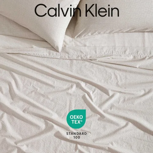 Miniatura 7 de Calvin Klein - Juego de sábanas de tamaño Queen, sábanas refrescantes frescas y a medida con un tacto de percal de algodón naturalmente suave