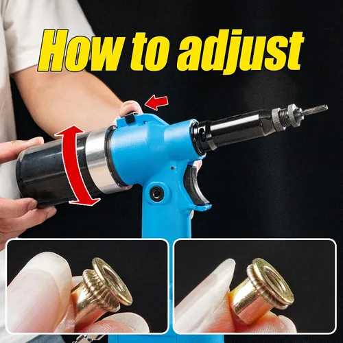 Miniatura 5 de Herramienta Neumática de Tuerca Remachadora Hidráulica de Servicio Pesado, Kit de Herramienta de Pistola de Tuerca Remachadora Neumática Automática