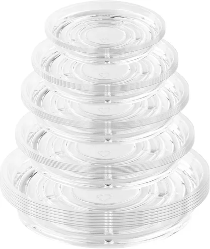 Paquete de 30 platillos transparentes para plantas en interiores (4, 6, 8, 10, 12 pulgadas) platillos para macetas para plantas en maceta, juego de