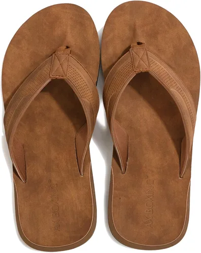 Miniatura 5 de AX BOXING Chanclas de cuero para hombre, sandalias cómodas y casuales