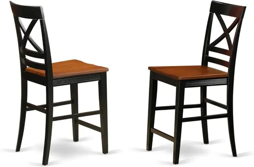 Miniatura 8 de East West Furniture QUS-OAK-W Quincy - Taburete de bar de altura para mostrador, sillas de madera de altura de pub, juego de 2, roble Qus-roble-w