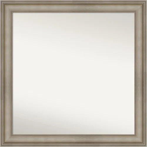Miniatura 318 de Amanti Art Espejo de baño plateado para sobre el fregadero, 26 x 26 pulgadas, espejo cuadrado de plata antigua, marco de madera tradicional mediano