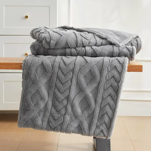 Miniatura 5 de Cozy Bliss - Manta decorativa de piel sintética, de jacquard, mullida, afelpada, suave, gruesa y de verano, para sofá, sala de estar y dormitorio