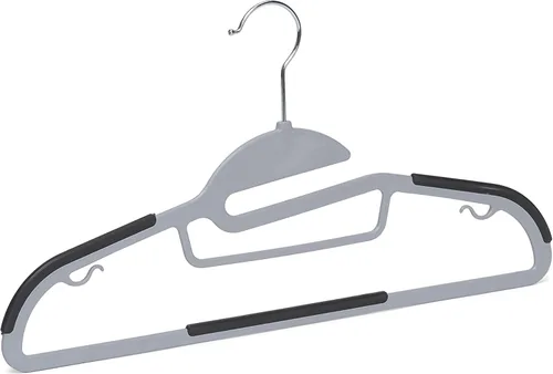 Miniatura 3 de Amazon Basics Perchas de plástico con revestimiento de goma antideslizante que ahorran espacio con gancho giratorio de 360°, delgado, gris, paquete