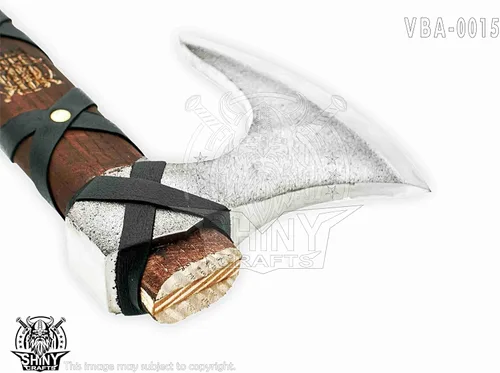 Miniatura 3 de Hacha vikinga hecha a mano – Hoja nórdica grabada con mango de madera, regalo único para hombres, coleccionistas, cosplay y decoración medieval