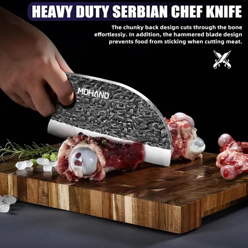 Miniatura 6 de MDHAND Juego de cuchillos de carnicero, 8 cuchillos de chef forjados a mano con caja de regalo, cuchillo de corte de carne para cocina, cuchillos