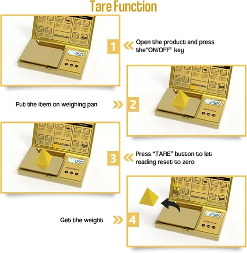 Miniatura 4 de WEIGHTMAN Báscula digital gramos, escala de bolsillo de 7.05 oz/0.00 oz, chapado en titanio dorado, pantalla LCD retroiluminada, mini báscula