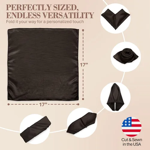 Miniatura 6 de Ultimate Textile -1 docena de servilletas reversibles Shantung Satin - Majestic - Servilletas de tela Majestic de 17 x 17 pulgadas, color marrón