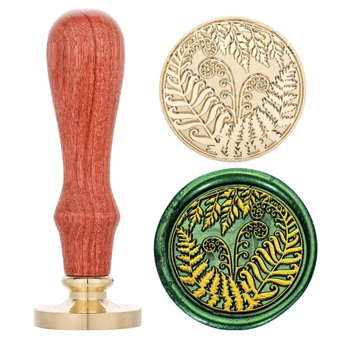 Miniatura 10 de Yoption Sello de cera de rama de olivo, cabeza de latón vintage, sello de cera de sellado de empuñadura de madera para boda, Navidad, fiesta