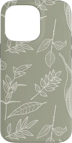 Miniatura 21 de Funda verde salvia para iPhone 13 Pro Max con diseño de hojas botánicas