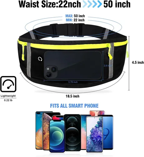 Miniatura 5 de BOYATU Cangurera para cinturón para correr: cintura delgada para mujeres y hombres, bolsa de entrenamiento ajustable para teléfono, bolsa de cintura
