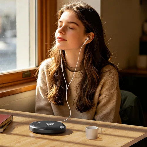 Miniatura 9 de Coby Reproductor de CD Bluetooth portátil con radio FM y auriculares, disco recargable anti-salto con reproducción de MP3, entrada AUX, súper bajo