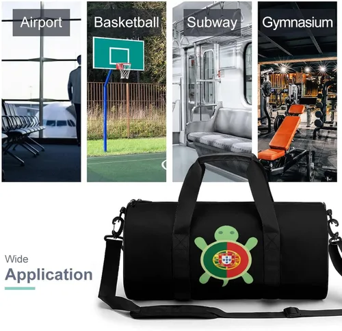 Miniatura 3 de Bolsa de deporte con bandera de Portugal y tortuga, bolsa de deporte ligera, bolsa de entrenamiento con correa ajustable para viajes, senderismo