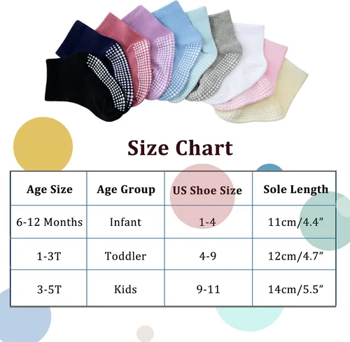 Miniatura 3 de Tenpluszero Calcetines de algodón antideslizantes para niños pequeños calcetines de algodón con agarres para bebés niños y niñas