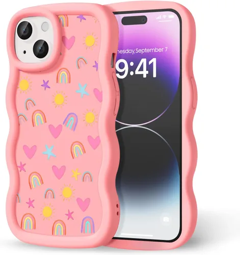 Miniatura 194 de Compatible con iPhone SE/8/7 Funda para Mujeres y Niñas, Marco Ondulado Rizado con Patrón Lindo, Estética Delgada Suave Silicona TPU Parachoques