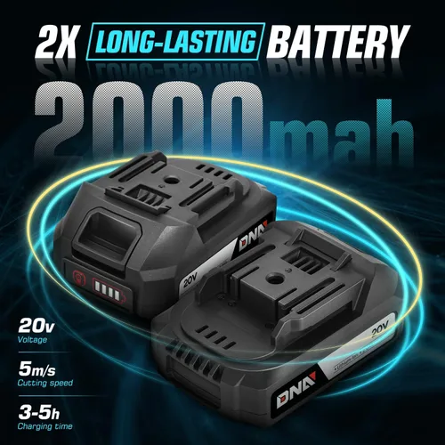 Miniatura 6 de DNA MOTORING Mini motosierra, motosierra eléctrica de 6 pulgadas, motosierra de mano inalámbrica con 2 baterías de 20 V y 2000 mAh, motosierra