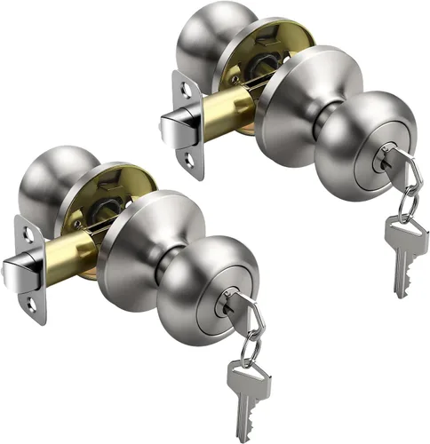 Miniatura 48 de KNOBWELL Paquete de 8 pomos de puerta de privacidad para baño y dormitorio, pomo de puerta negro mate con cerradura, cerradura de manija de puerta