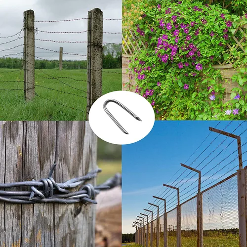 Miniatura 4 de OMOTOOL Grapas galvanizadas para cercas de alambre (260 unidades), juego de clavos de herradura de alambre de pollo, fija de forma segura la malla