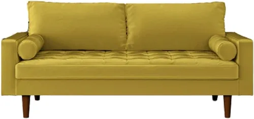 Miniatura 16 de Container Furniture Direct Womble - Asiento tapizado de terciopelo moderno de mediados de siglo con almohadas de cojín, sofá, color azul