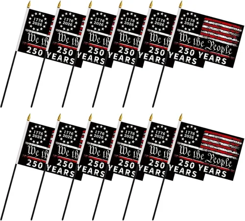 Miniatura 8 de Bandera de palo de 250 aniversario, 6 unidades, bandera de Estados Unidos, We The People 250 Years of Freedom 1776-2026, letreros patrióticos