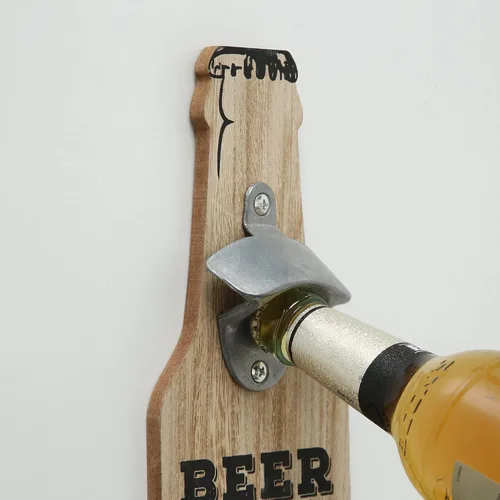 Miniatura 4 de Americana Beer Is Cheap Than Therapy, placa de pared para abrebotellas, estilo silo, madera de panel plano, metal, 11 3/4 pulgadas de alto, colgador