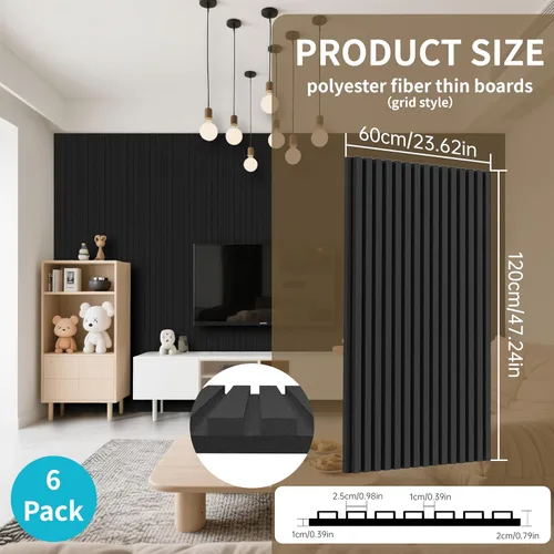 Miniatura 3 de EVERECO Paquete de 6 paneles acústicos de doble capa gruesa de 47.2 x 23.6 x 0.72 pulgadas, paneles insonorizados para pared autoadhesivos, paneles