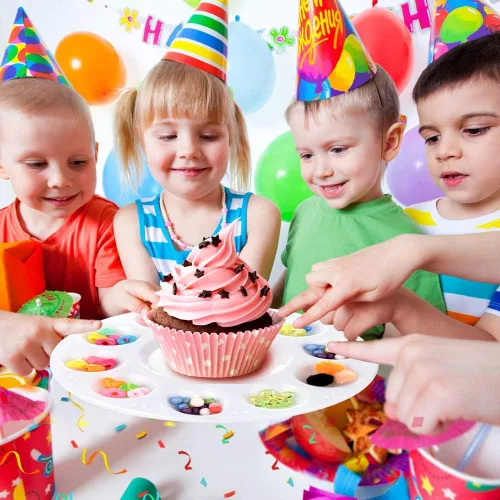 Miniatura 5 de Hulameda - 28 paletas de bandeja de pintura de plástico para niños para poner cupcakes y pintura artística 28 piezas