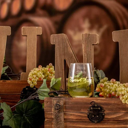 Miniatura 3 de IT'S A SKIN Divertida copa de vino sin tallo de 17 onzas con frases divertidas para mujeres. Para la mujer atrevida con clase e inteligente y mejor