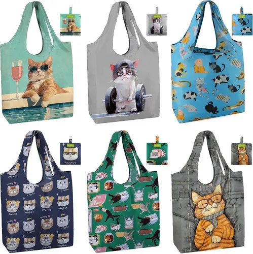 Miniatura 8 de Bolsas de la compra de animales reutilizables plegables bolsas de comestibles