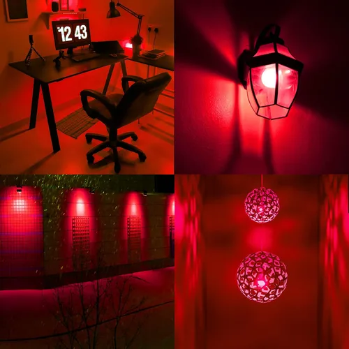 Miniatura 6 de GREENIC Bombillas rojas de 9 W (equivalente a 60 vatios), base E26 de 120 V, luces LED rojas A19 para dormitorio, porche, vacaciones, fiesta, día