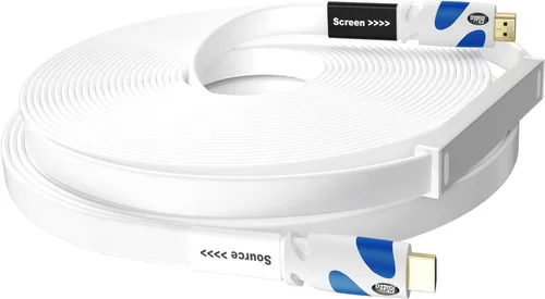 Miniatura 2 de Postta Cable HDMI plano de 100 pies, cable HDMI 2.0 plano con refuerzo de señal incorporado, soporte 4K, 3D, 1080p, Ethernet y retorno de audio