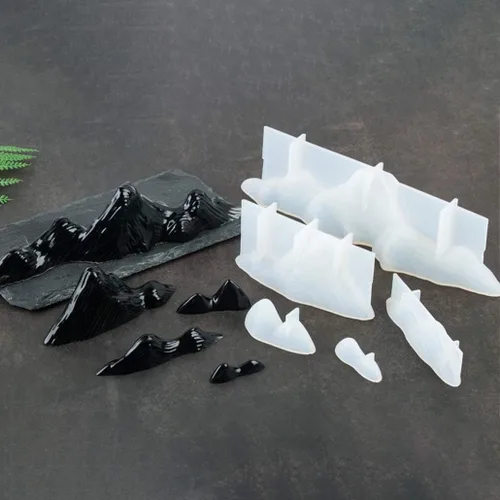 Miniatura 6 de 5 moldes de silicona de montaña, adornos de roca, molde de resina de roca, molde de fundición epoxi 3D, modelo de paisaje para pisapapeles, proyecto