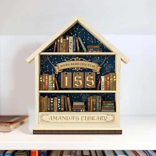 Miniatura 4 de Rastreador de Lectura de Libros Personalizado, Contador de Libros Leídos Este Año, Decoración de Biblioteca, Letrero de Seguimiento de Libros