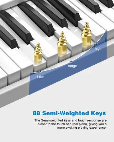 Miniatura 3 de Teclado de Piano Plegable de 88 Teclas, Teclado de Piano Portátil con Tecla Semi Ponderada Estándar, Piano Plegable Compatible con Bluetooth/MIDI