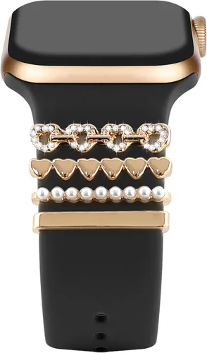 Miniatura 17 de ALMNVO Bling Charms de diamante para correas de Apple Watch, Charms de 46 mm, 45 mm, 44 mm, 42 mm, 41 mm, 40 mm, 38 mm, 49 mm, anillos decorativos