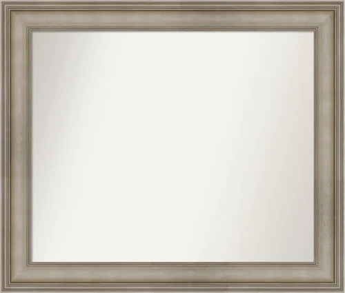 Miniatura 36 de Amanti Art Espejo de baño plateado para sobre el fregadero, 26 x 26 pulgadas, espejo cuadrado de plata antigua, marco de madera tradicional mediano