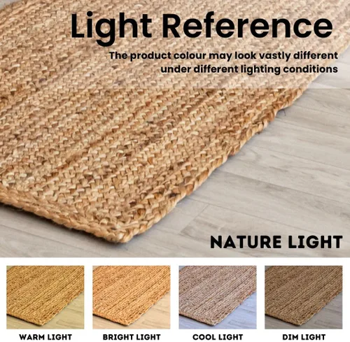 Miniatura 6 de HOMEMONDE Alfombra de yute natural tejida a mano de 2'x3' - Alfombra de piso rústica vintage trenzada reversible estilo granja para interiores