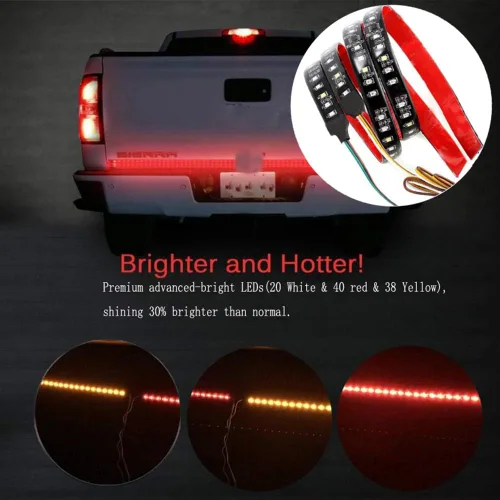 Miniatura 5 de Ricoy Barra de luz LED de triple fila de 40 pulgadas con señal de giro secuencial ámbar para puerta trasera de camión, LED superbrillante