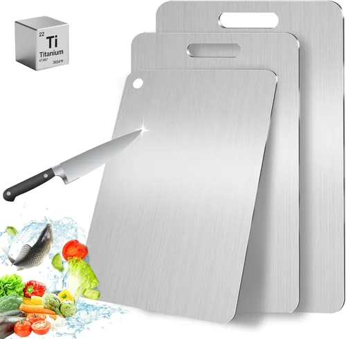 Miniatura 9 de Tabla de corte Katuchef de titanio, 2026 nueva tabla de corte 100% pura de titanio para cocina, tabla de cortar doble cara Titan Cut Pro, apta