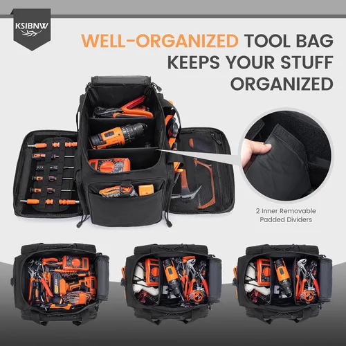 Miniatura 3 de KSIBNW Bolsa de herramientas de 14 pulgadas, organizador de herramientas resistente para hombres, bolsa de mano táctica, bolsa organizadora