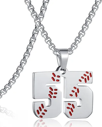 Miniatura 43 de SKQIR Colgante de número de jersey de béisbol para hombres y niños - Cadena de acero inoxidable para atletas - Negro
