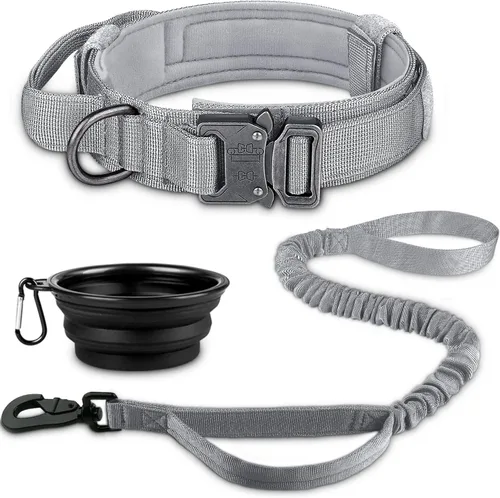 Miniatura 15 de COOYOO Juego de 3 collares tácticos para perros, collar ajustable de nailon para entrenamiento militar con mango de control y hebilla de metal