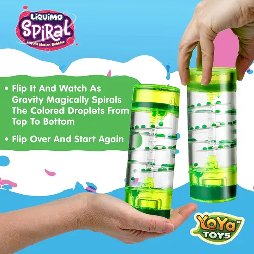 Miniatura 2 de YoYa Toys Liquimo Spiral - Liquid Motion Bubbler (paquete de 3) - Temporizador líquido de reloj de arena para niños y adultos - Juguetes